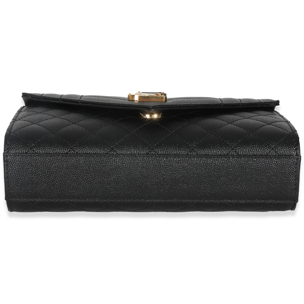 Black Grain De Poudre Mixed Triquilt Small Monogram Envelope Flap