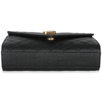 Black Grain De Poudre Mixed Triquilt Small Monogram Envelope Flap