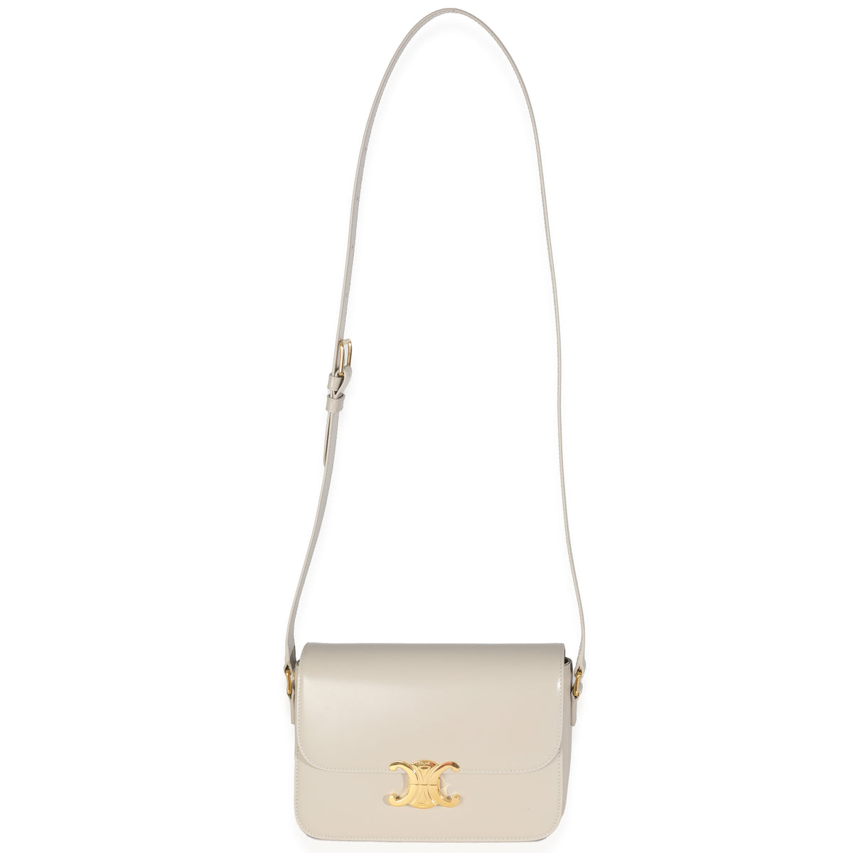 Chalk Shiny Calfskin Classique Triomphe Bag