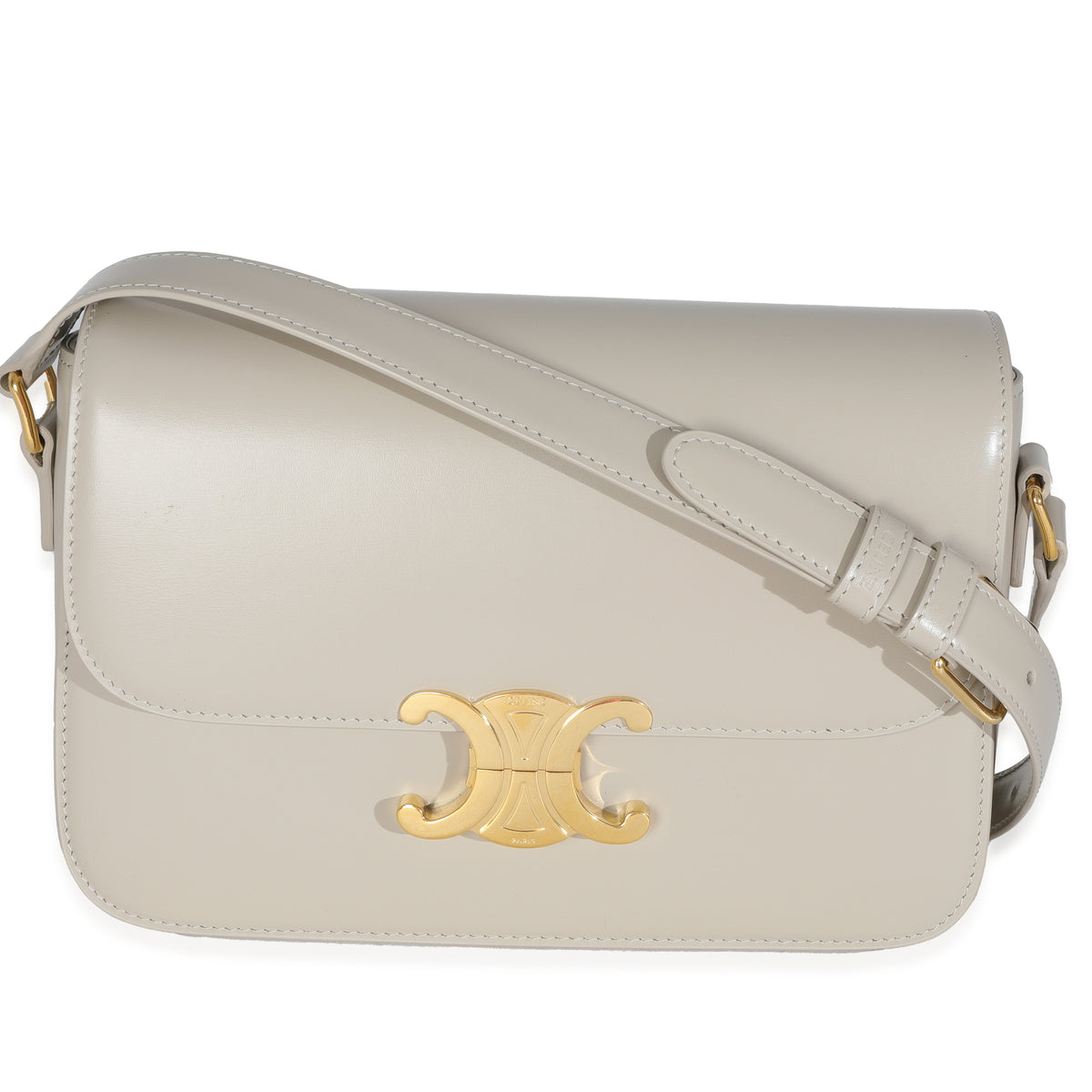 Chalk Shiny Calfskin Classique Triomphe Bag