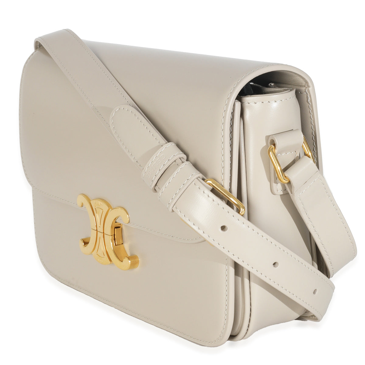 Chalk Shiny Calfskin Classique Triomphe Bag