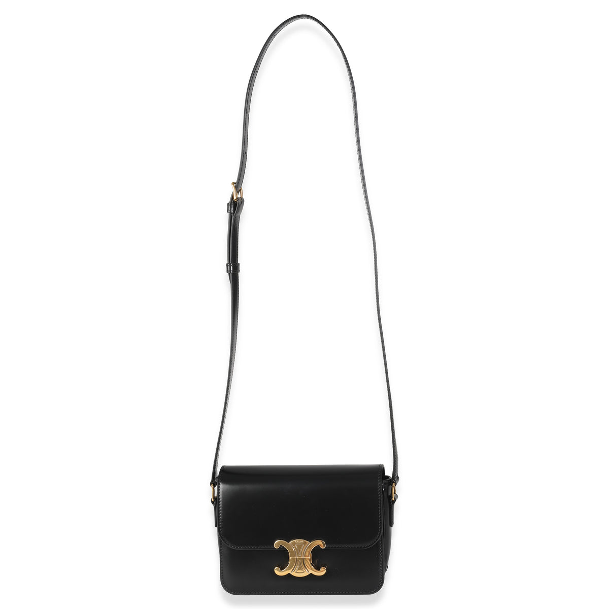 Black Shiny Calfskin Teen Triomphe Bag