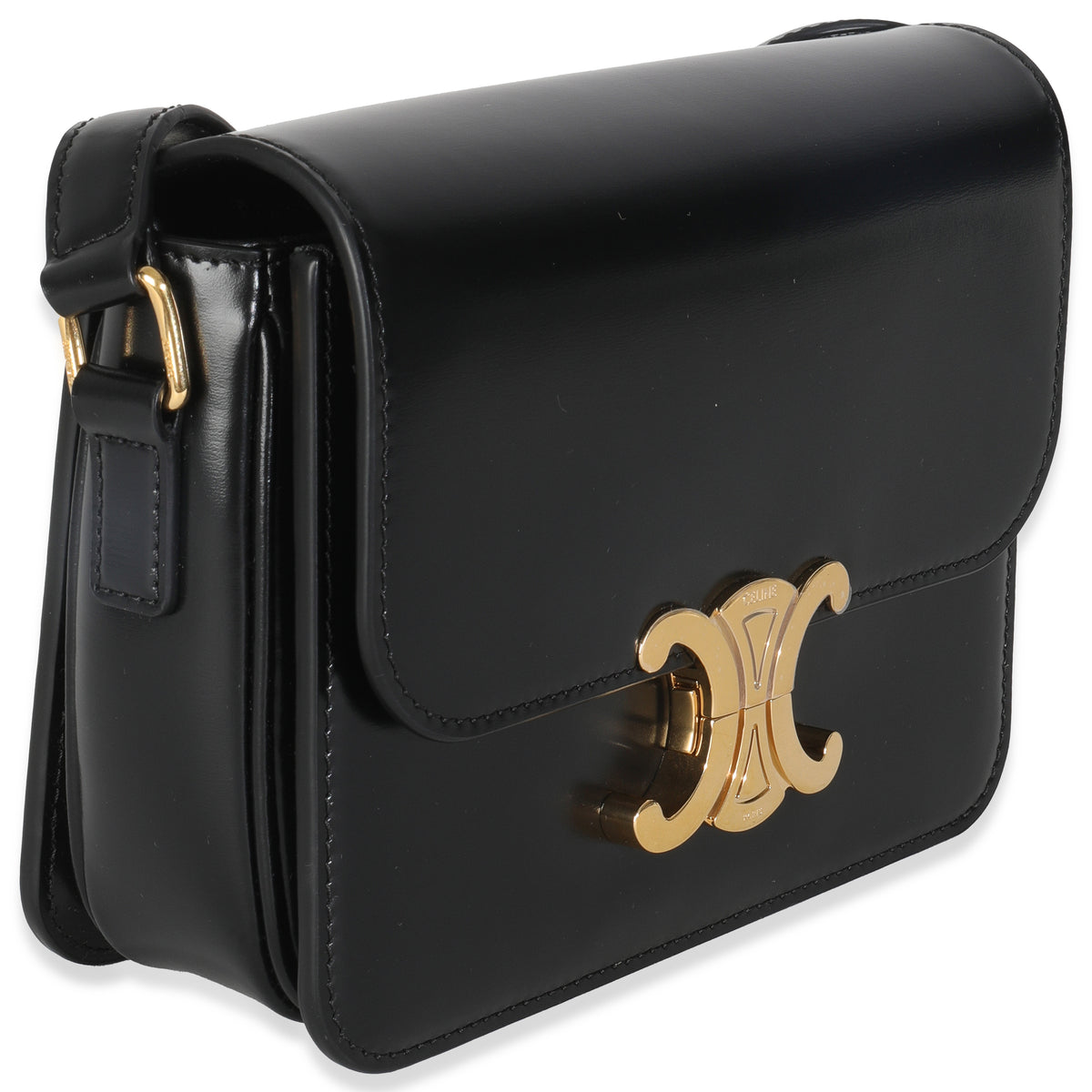 Black Shiny Calfskin Teen Triomphe Bag