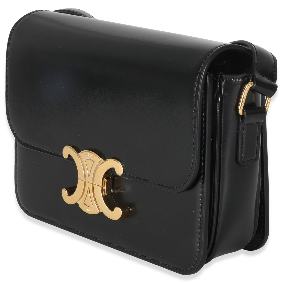 Black Shiny Calfskin Teen Triomphe Bag