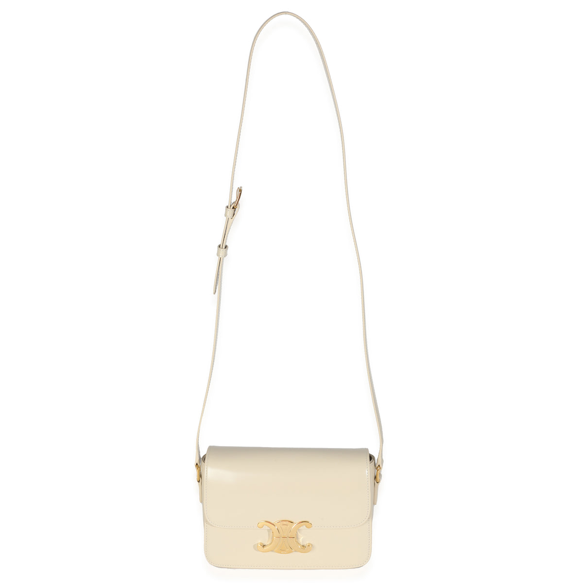 Limestone Shiny Calfskin Teen Triomphe Bag