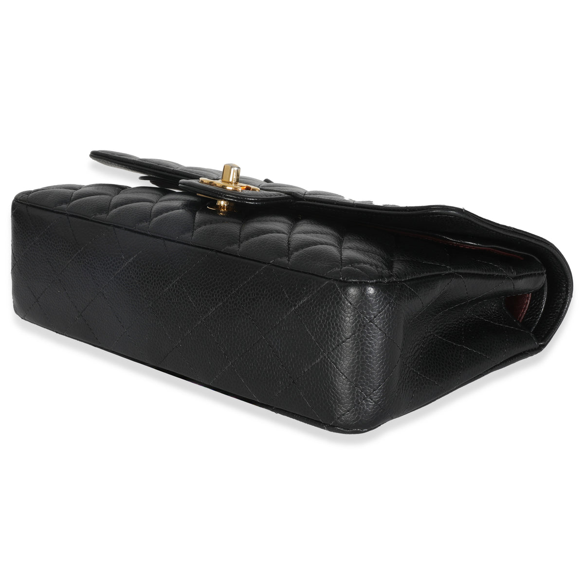Black Quilted Caviar Medium Classic Double Flap HandBag