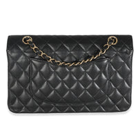 Black Quilted Caviar Medium Classic Double Flap HandBag