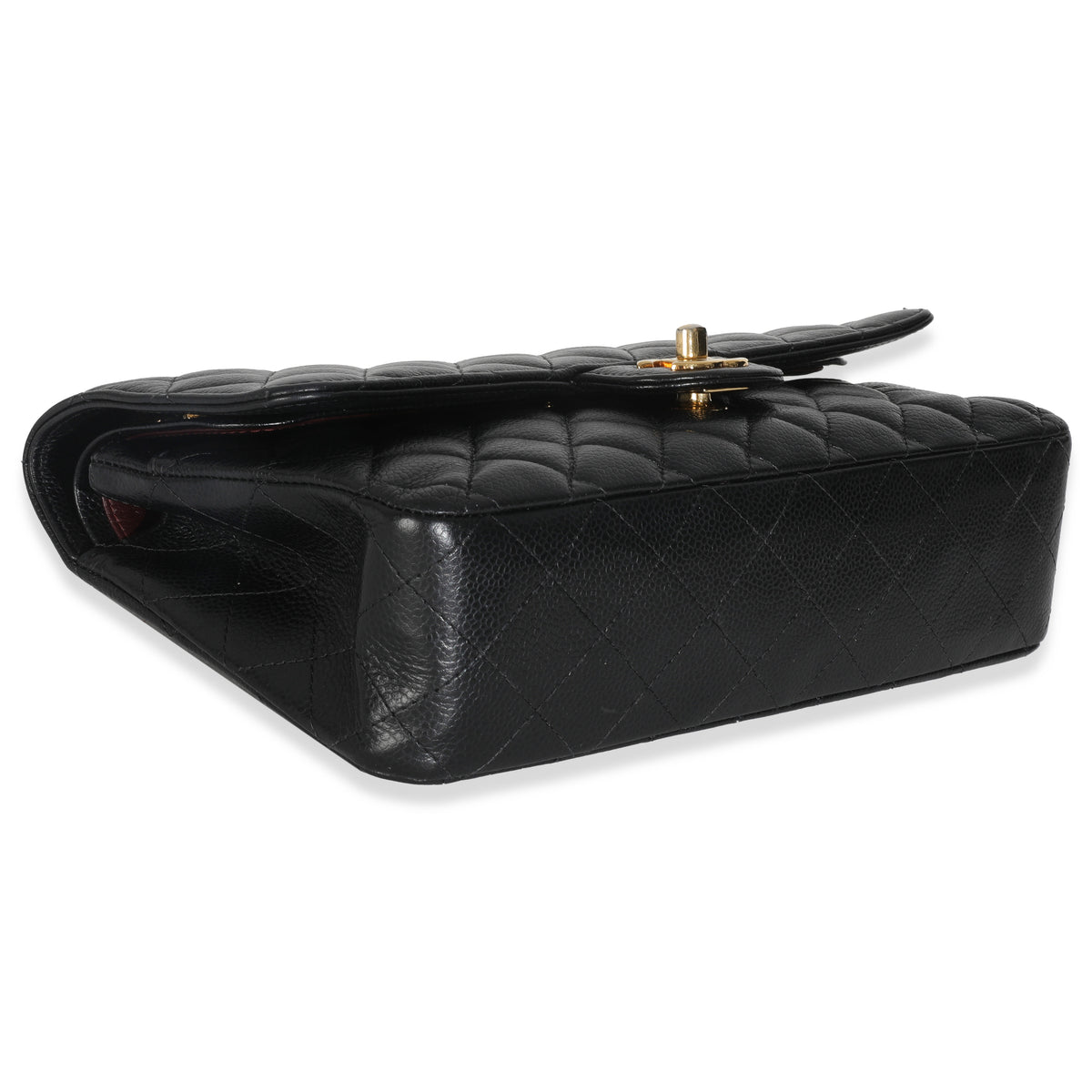 Black Quilted Caviar Medium Classic Double Flap HandBag