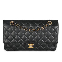 Black Quilted Caviar Medium Classic Double Flap HandBag