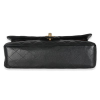 Black Quilted Caviar Medium Classic Double Flap HandBag