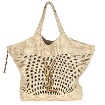 Beige Natural Raffia Icare Maxi Shopping Tote