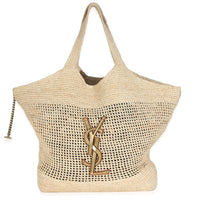 Beige Natural Raffia Icare Maxi Shopping Tote