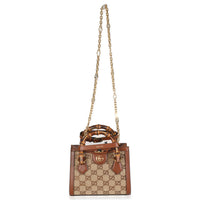 Brown New Canvas Charisma Calfskin Crystal GG Monogram Mini Diana Tote