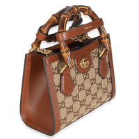 Brown New Canvas Charisma Calfskin Crystal GG Monogram Mini Diana Tote