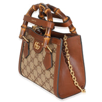 Brown New Canvas Charisma Calfskin Crystal GG Monogram Mini Diana Tote