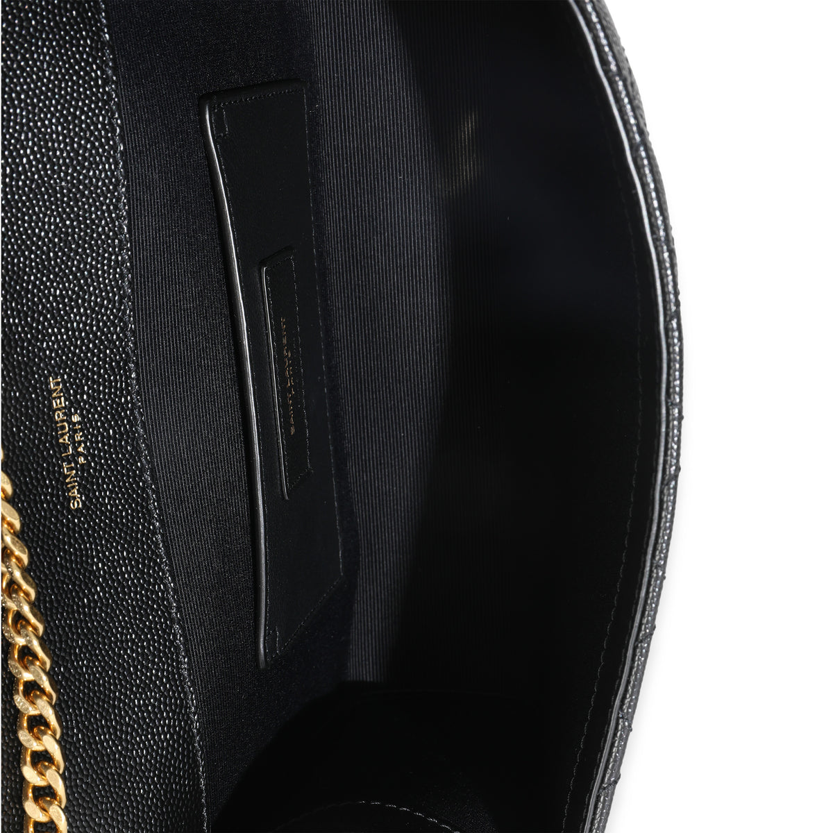 Black Grain De Poudre Mixed Triquilt Small Monogram Envelope Flap