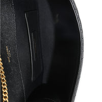 Black Grain De Poudre Mixed Triquilt Small Monogram Envelope Flap