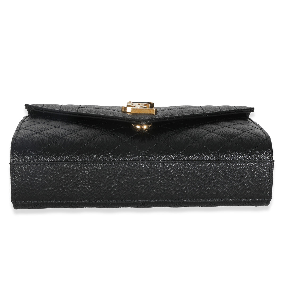 Black Grain De Poudre Mixed Triquilt Small Monogram Envelope Flap