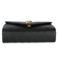 Black Grain De Poudre Mixed Triquilt Small Monogram Envelope Flap