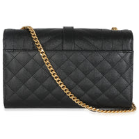 Black Grain De Poudre Mixed Triquilt Small Monogram Envelope Flap