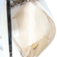 Cream Distressed Patent Calfskin Small Frame Single Flap Bag