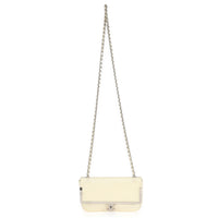 Cream Distressed Patent Calfskin Small Frame Single Flap Bag