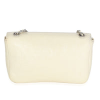 Cream Distressed Patent Calfskin Small Frame Single Flap Bag