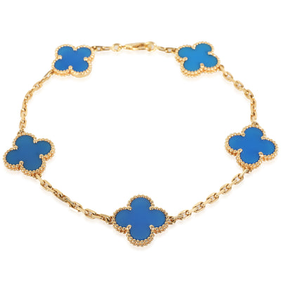 Yellow Gold Agate Vintage Alhambra Bracelet