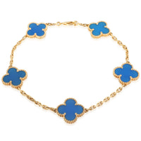 Yellow Gold Agate Vintage Alhambra Bracelet