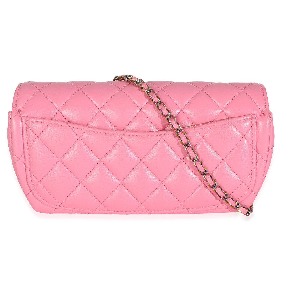 Pink Quilted Lambskin Sunglasses Case On Chain
