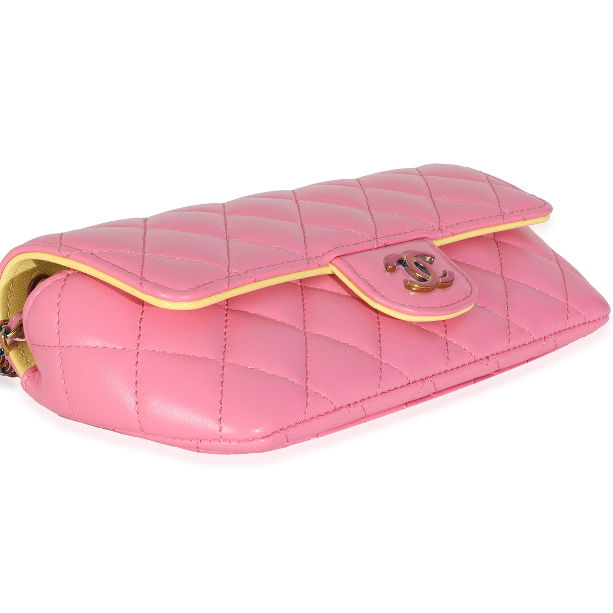 Pink Quilted Lambskin Sunglasses Case On Chain