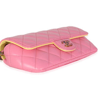 Pink Quilted Lambskin Sunglasses Case On Chain