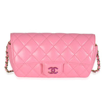 Pink Quilted Lambskin Sunglasses Case On Chain