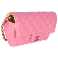 Pink Quilted Lambskin Sunglasses Case On Chain