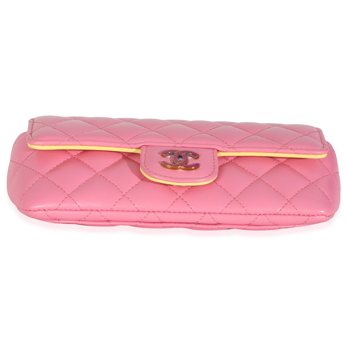 Pink Quilted Lambskin Sunglasses Case On Chain