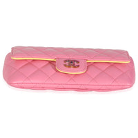 Pink Quilted Lambskin Sunglasses Case On Chain