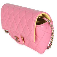 Pink Quilted Lambskin Sunglasses Case On Chain