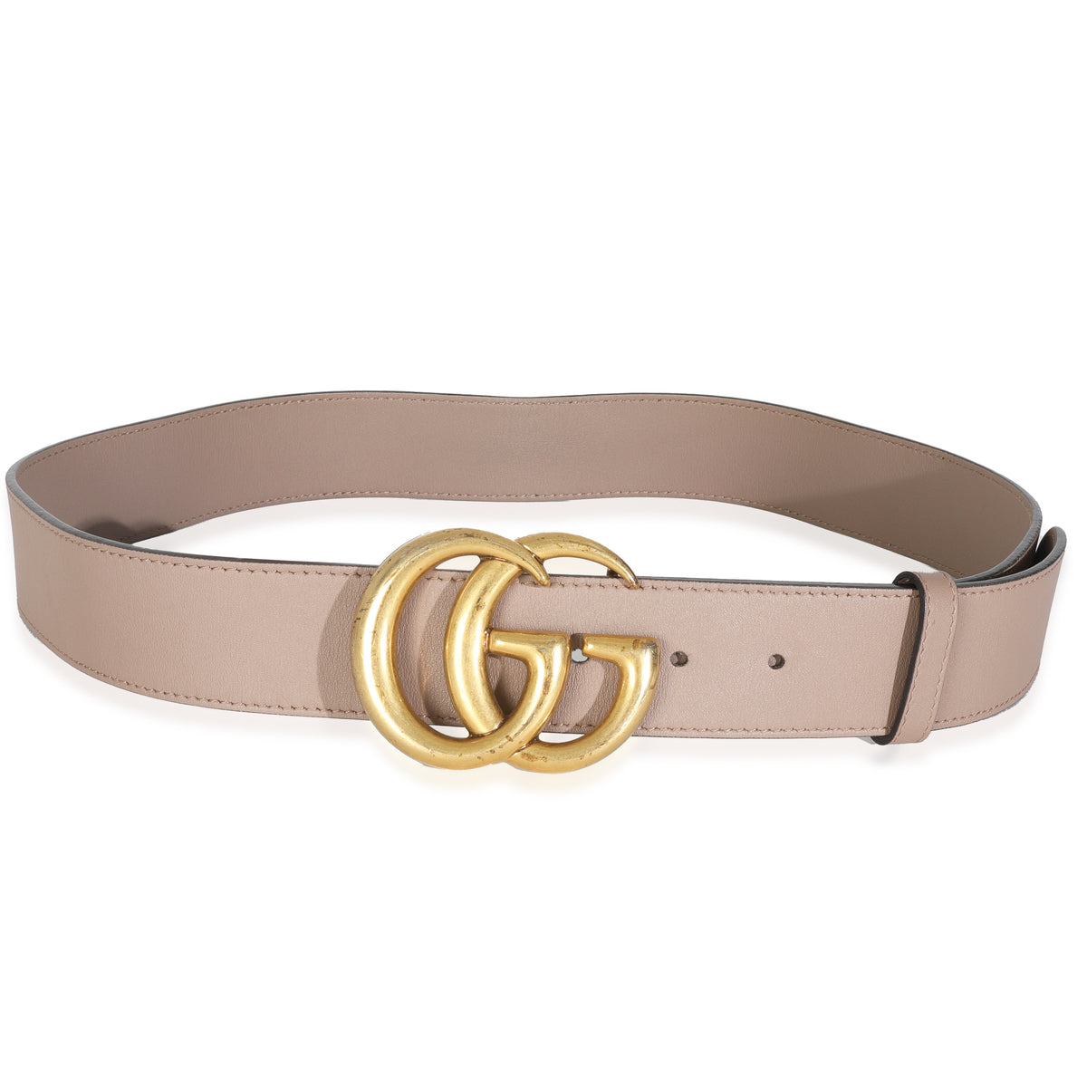 Porcelain Rose Calfskin GG Marmont Wide Belt 90/86