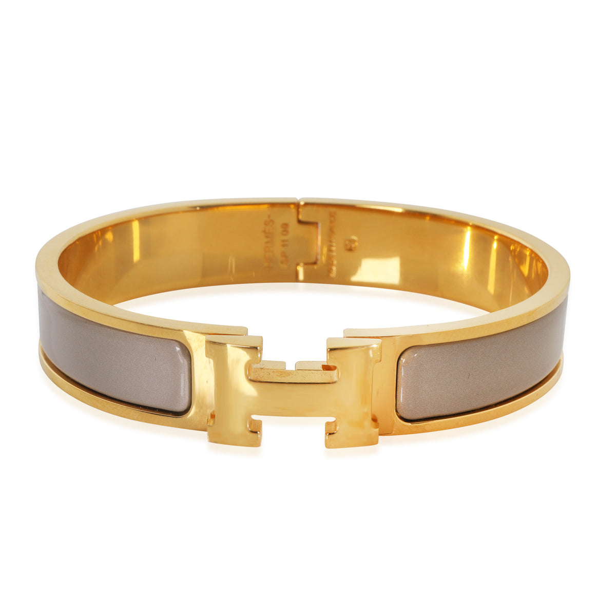 Gold-Plated  Clic H In Marron Glacé Bracelet