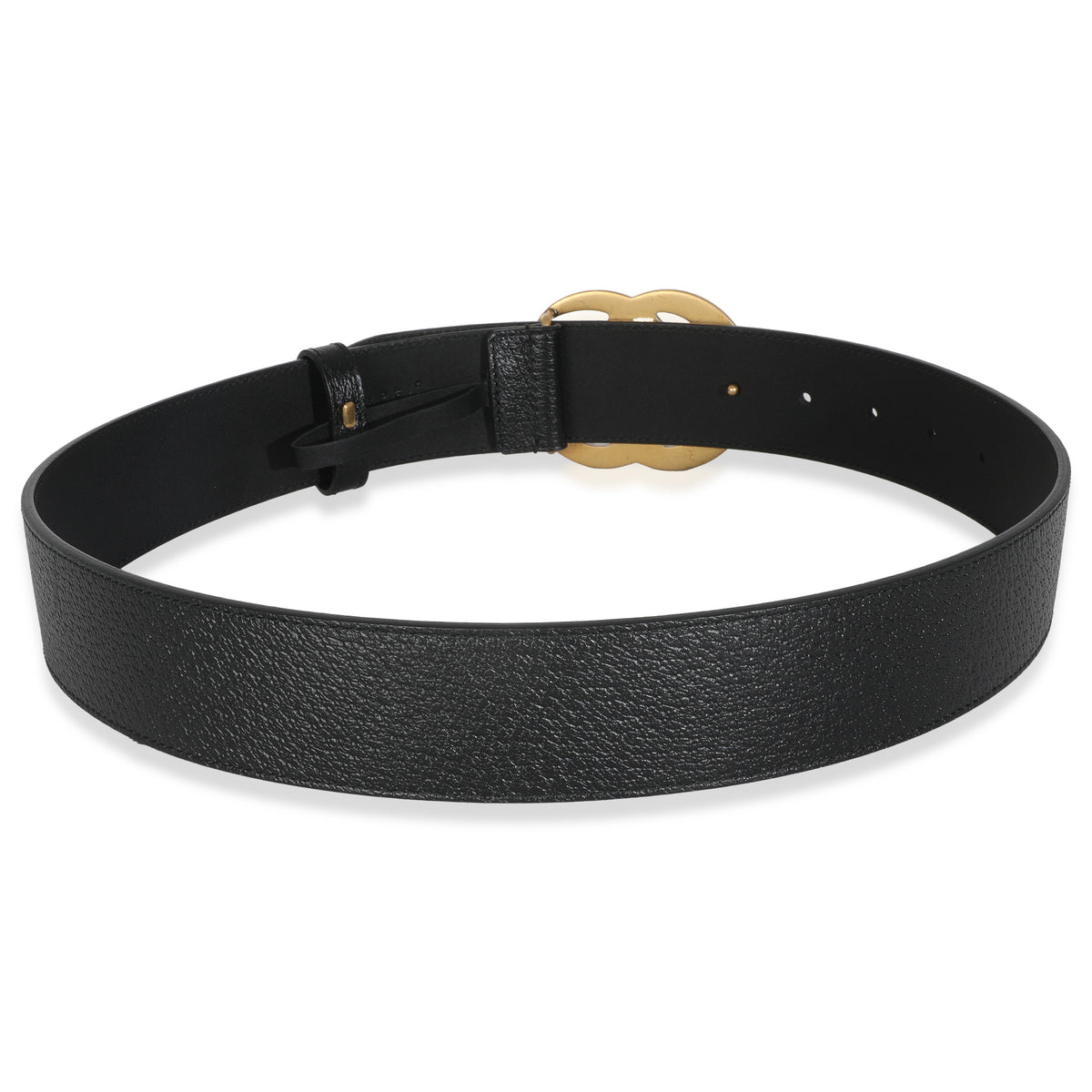 Black Grained Leather GG Marmont Wide Belt 75/30