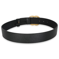 Black Grained Leather GG Marmont Wide Belt 75/30