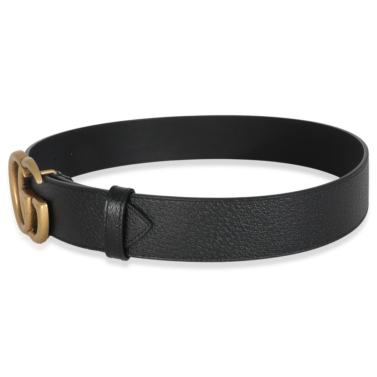 Black Grained Leather GG Marmont Wide Belt 75/30