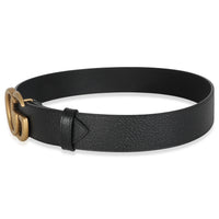 Black Grained Leather GG Marmont Wide Belt 75/30