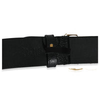 Black Grained Leather GG Marmont Wide Belt 75/30
