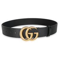 Black Grained Leather GG Marmont Wide Belt 75/30