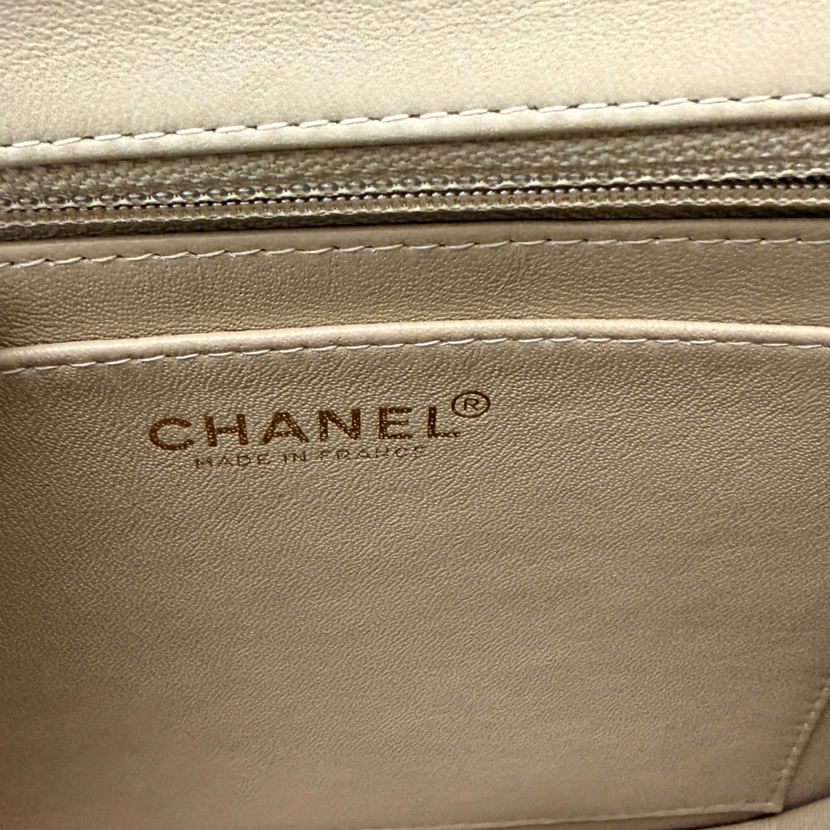 Vintage Beige Lambskin Black Patent Square Quilt Frame Flap Bag