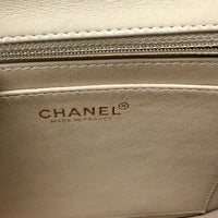 Vintage Beige Lambskin Black Patent Square Quilt Frame Flap Bag