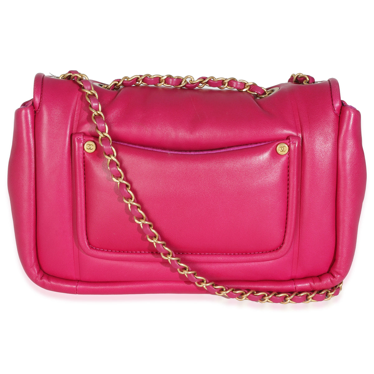 Chanel Dark Pink Lambskin Medium Simply Flap Bag Handbag bv