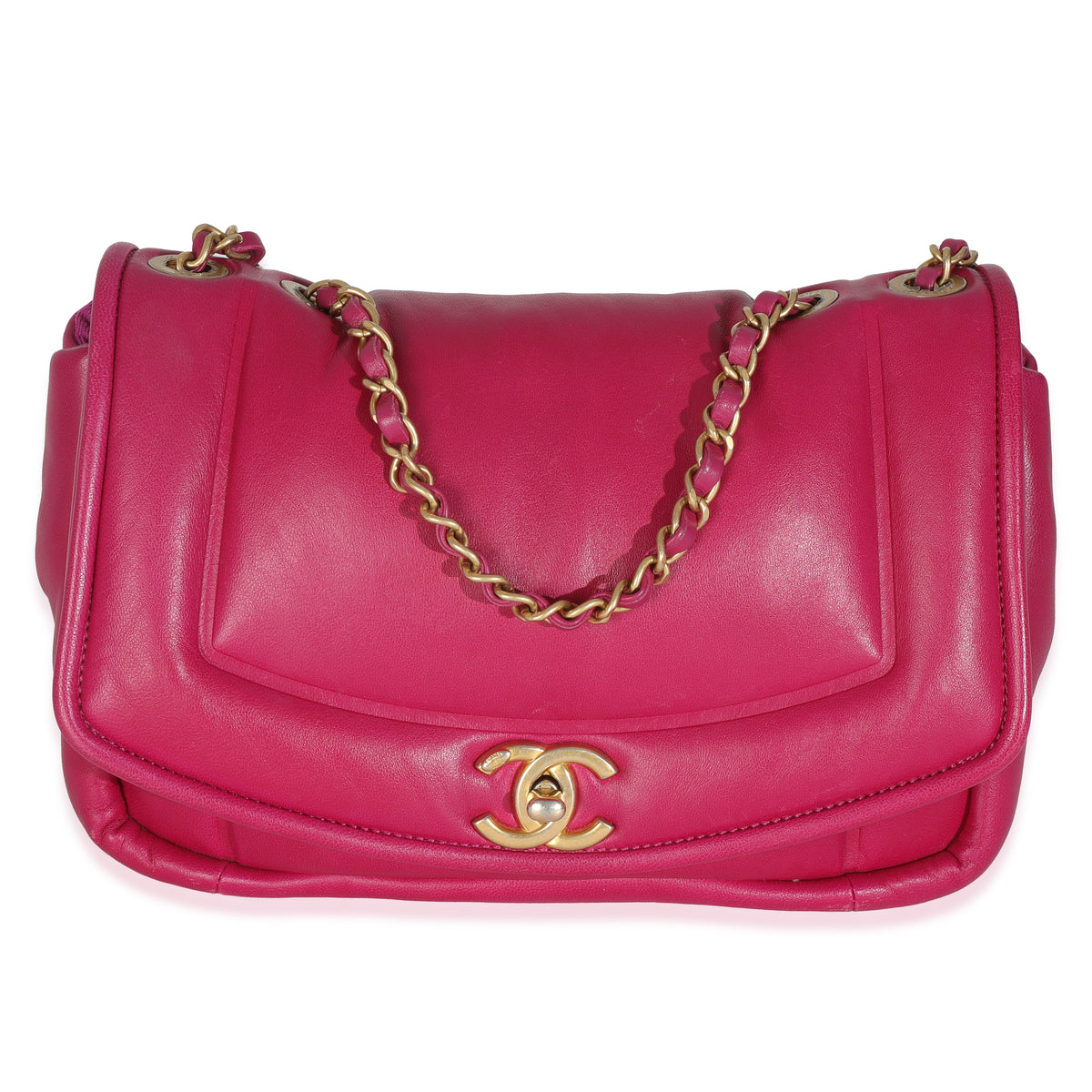 Chanel Dark Pink Lambskin Medium Simply Flap Bag Handbag fv