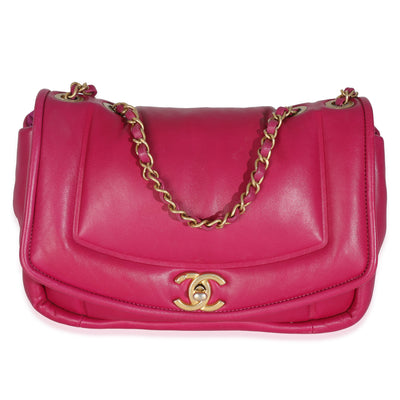 Chanel Dark Pink Lambskin Medium Simply Flap Bag Handbag fv